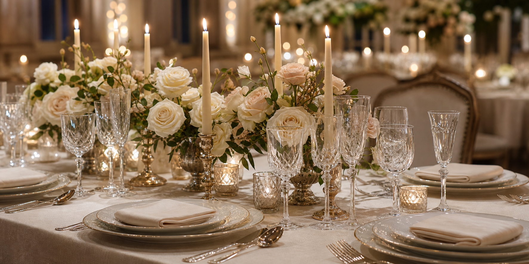 Refined candlelit place setting